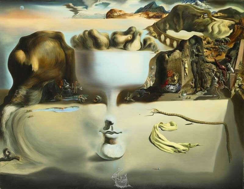 Surrealismo - Salvador Dalí - Aparición de un rostro y un frutero en la playa