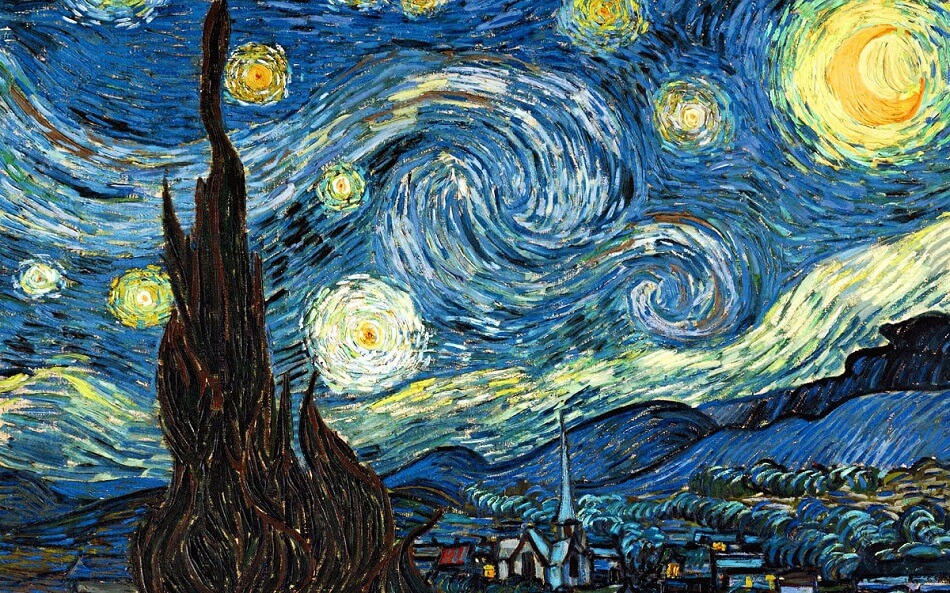noche estrellada, pintura impresionista de Vincent van Gogh