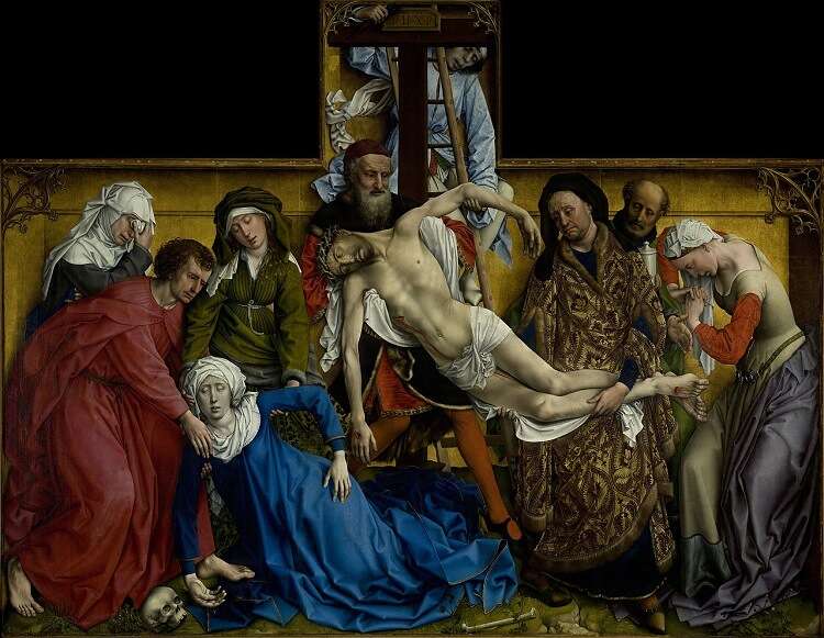 Descendimiento de la cruz, obra gótica flamenca de Roger Van der Weyden. Renacimiento Temprano europeo.