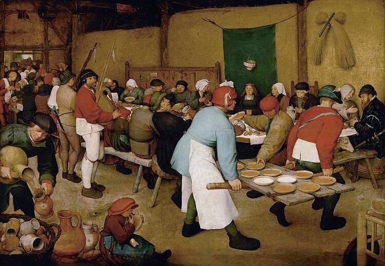 La boda campesina (boda campestre) obra de Peter Brueghel (el viejo) Pintura de Género