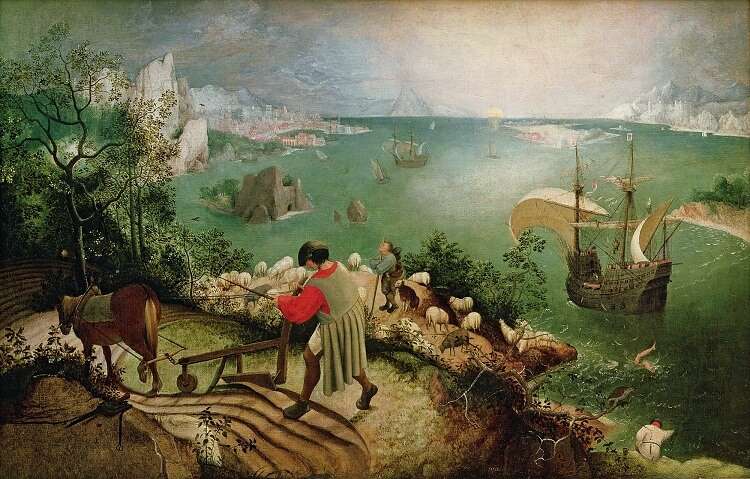 Peter Brueghel el viejo "Paisaje con la caída de Ícaro"
