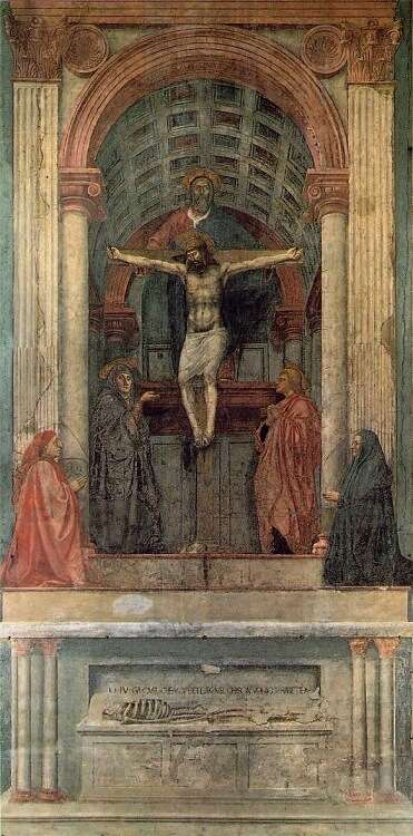 La trinidad, obras renacentistas de Masaccio. Pintura del renacimiento.