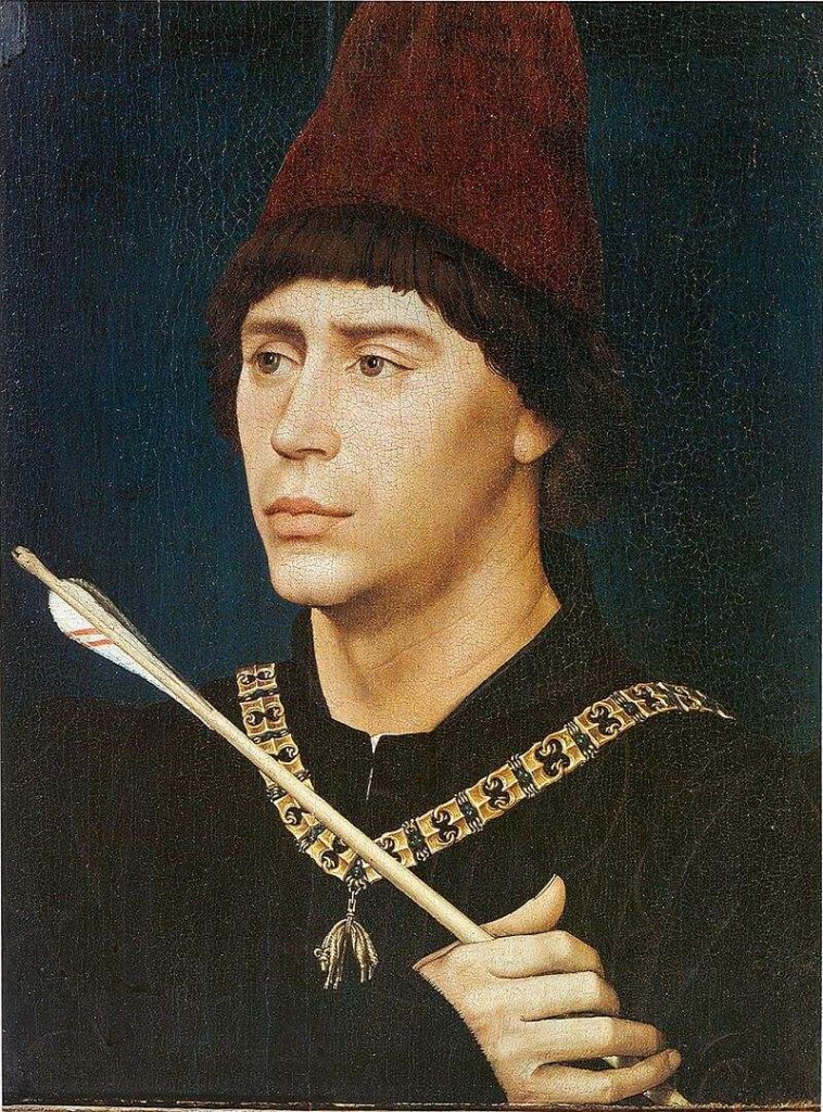 Retrato de Antón de Borgoña, retrato renacentista de Roger Van der Weyden. Pintura Gótica Flamenca.