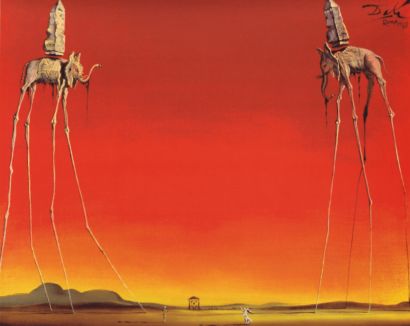 Cuadros Surrealistas - Los elefantes - Salvador Dalí