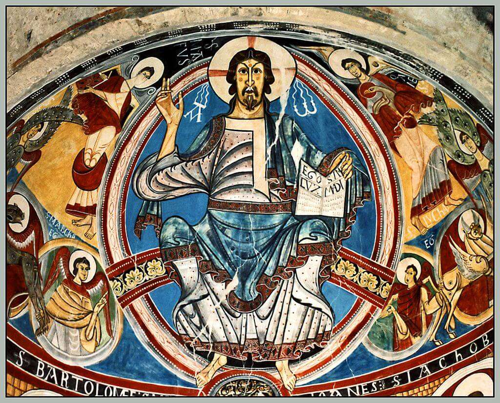 cristo en majestad, ejemplos y características de la pintura románica