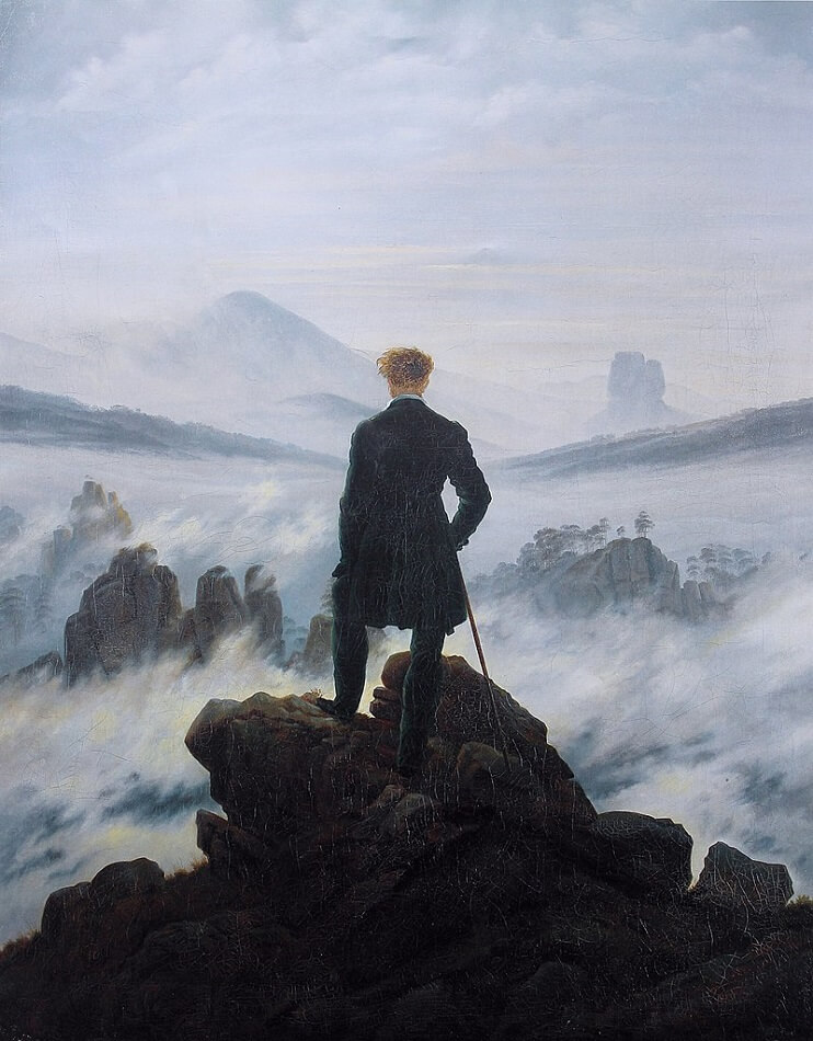 El caminante sobre las nubes, obra de Caspar David Friedrich