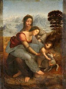 obra La virgen, el niño Jesus y santa ana - leonardo da vinci