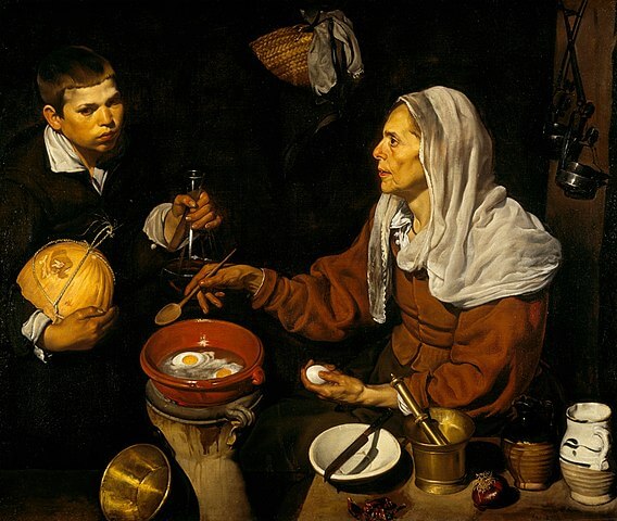 Vieja friendo huevos obra barroca de Diego Velázquez
