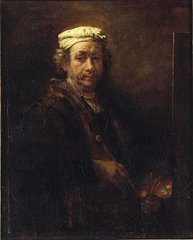 Autorretrato de Rembrandt. Pintura barroca Holandesa.