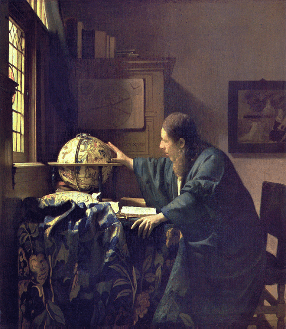 El astrónomo, pintura del arte barroco de Johannes Vermeer