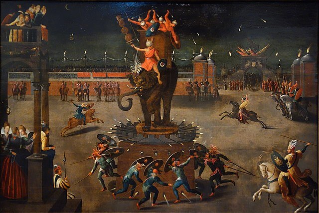 Artes Efímeras. El carrusel del elefante, obra de Antoine Caron.