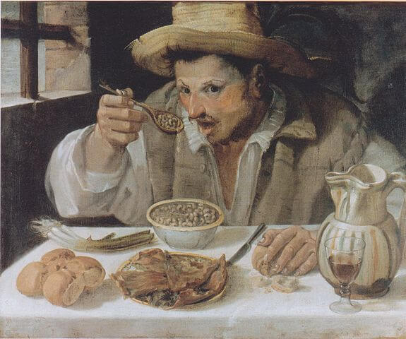 Arte de genero, el comedor de habas, pintura de Annibale Carracci, 1583-1584, expuesta en la Galería Colonna de Roma