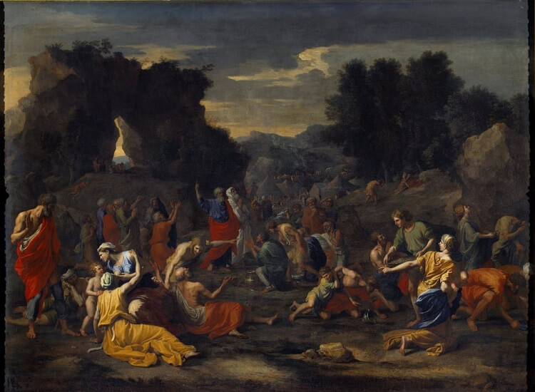 El maná o los Israelitas recogiendo el maná en el desierto, obras barrocas de Nicolás Poussin