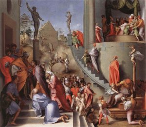 José con Jacob en Egipcio (la tabla del triunfo de José) - el pontormo