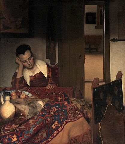 La muchacha dormida, obra barroca del pintor Johannes Vermeer. Pintura barroca holandesa