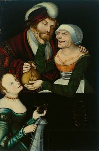 La pareja amorosa desigual de Lucas cranach el viejo