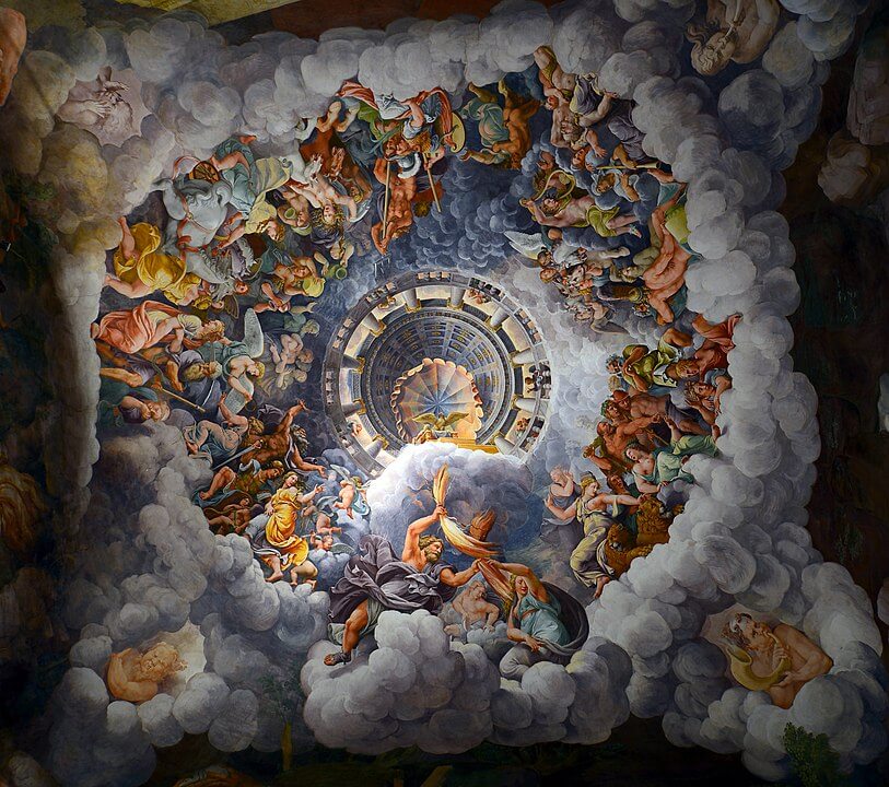 La sala de los gigantes, pintura renacentista de Giulio Pippi Romano, en el palacio del té