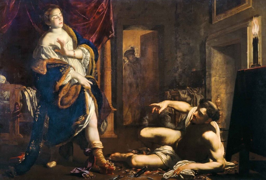 La tentación de San Francisco, cuadro barroco de Simón Vouet