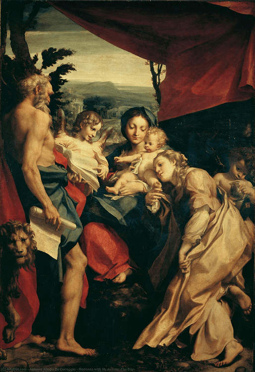 Virgen de san jerónimo, pintura renacentista de Antonio Allegri da Correggio