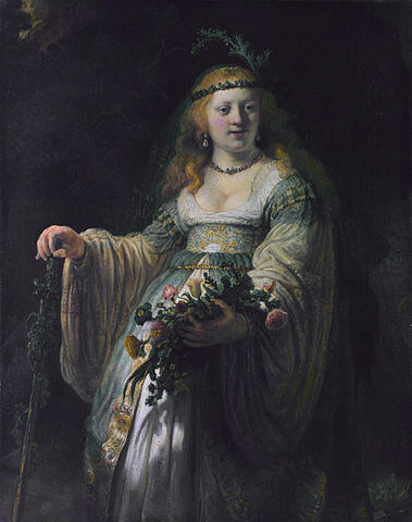 Saskia caracterizada como Flora, pintura barroca de Rembrandt