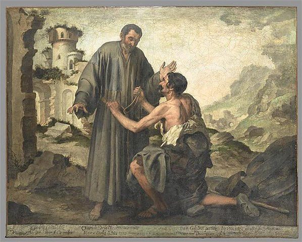 Fray Junípero y el pobre, obra de Bartolomé Esteban Murillo