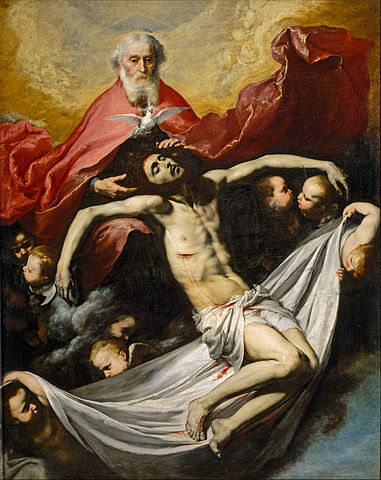 La Trinidad de la Tierra con los Santos Bruno, Benito, Bernardino y Buenaventura, obra de José de Ribera