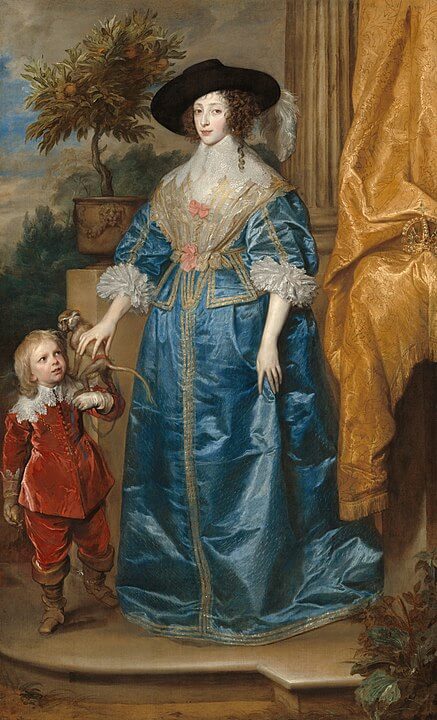La reina enriqueta maría con sir jeffrey hudson y un mono, obra de Anthony Van Dyck