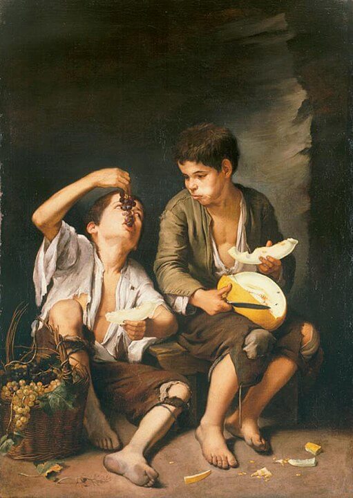 Niños comiendo uvas y melón, obra de Bartolomé Esteban Murillo