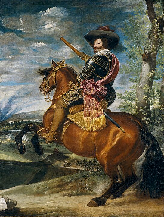 Retrato encuentre del Conde-Duque de Olivares, obra barroca del pintor Diego Velázquez. Pintura barroca Española.