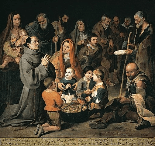 San Diego dando de comer a los pobres obra de Bartolomé Esteban Murillo