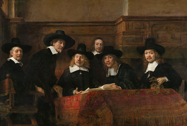 el sindicato de los pañeros, cuadros barrocos de Rembrandt