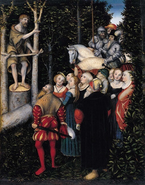 La predicación de San Juan, obra renacentista alemana de Lucas Cranach el Viejo